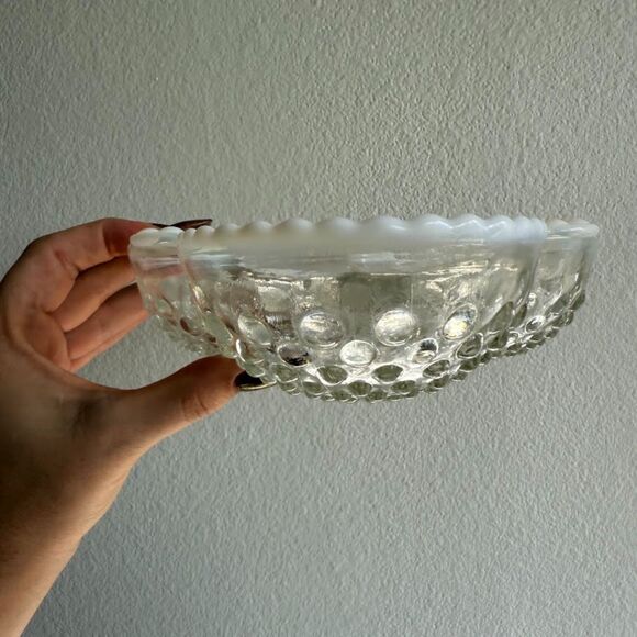 Vintage Fenton Moonstone Opalescent Hobnail Divided Dish with 3 Sections - Picture 2 of 7